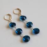 London Blue Quartz Earrings On Sterling Silver -..