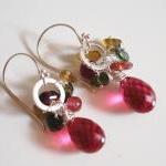 Gemstone Earrings-gorgeous Multi Tourmaline - Pink..