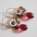Gemstone Earrings-gorgeous Multi Tourmaline - Pink..