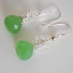 Gemstone Cluster Dangle Earrings - Aaa Green..