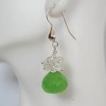Gemstone Cluster Dangle Earrings - Aaa Green..