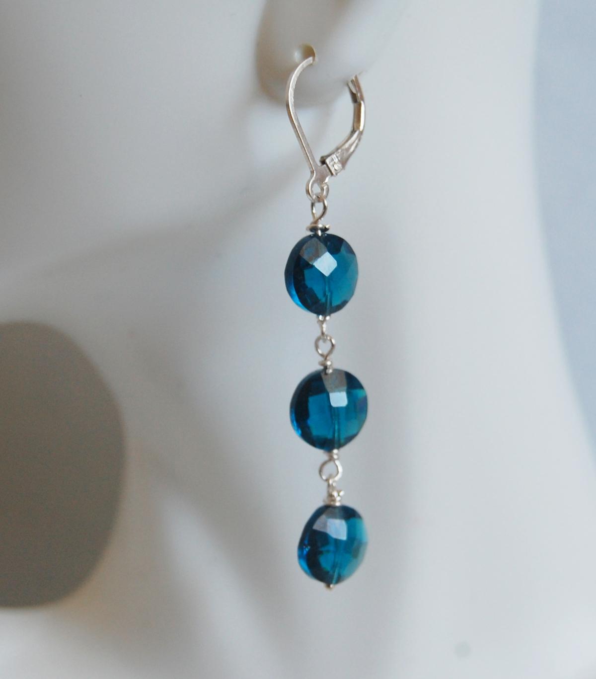 London Blue Quartz Earrings On Sterling Silver - Women's Jewellery-wedding Jewelry- Bridal Jewelry -mother's Day