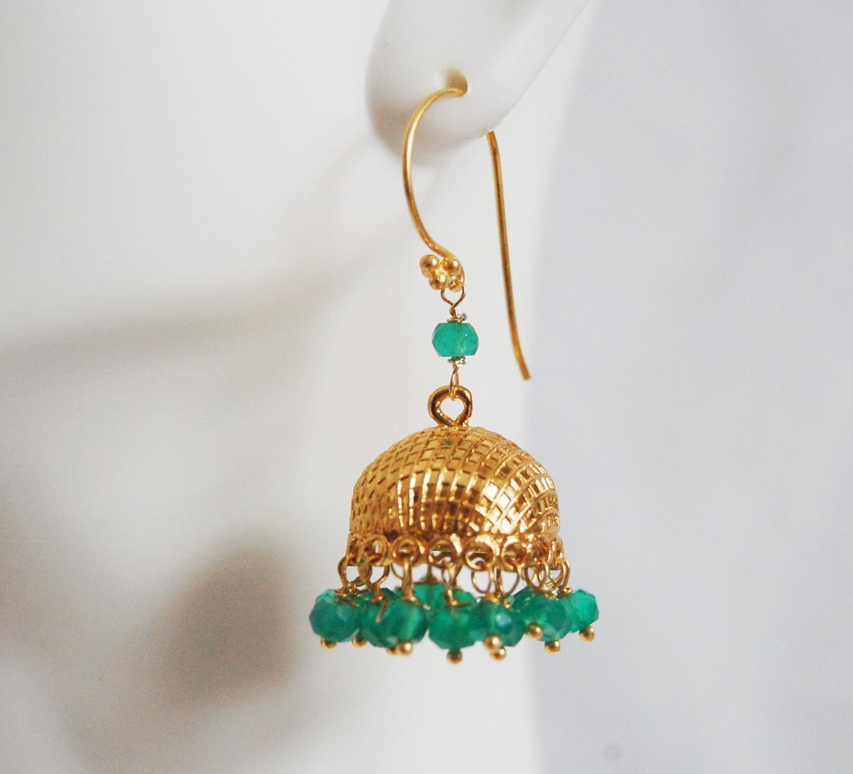 Gorgeous Green Quartz Chandelier Earrings-green Quartz Gold Plated Bell Cap Chandelier Earrings-dangle Drop Earrings